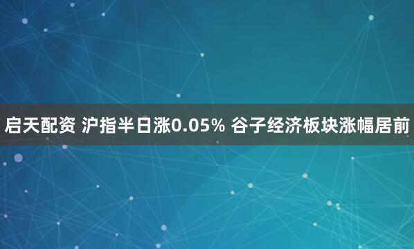启天配资 沪指半日涨0.05% 谷子经济板块涨幅居前
